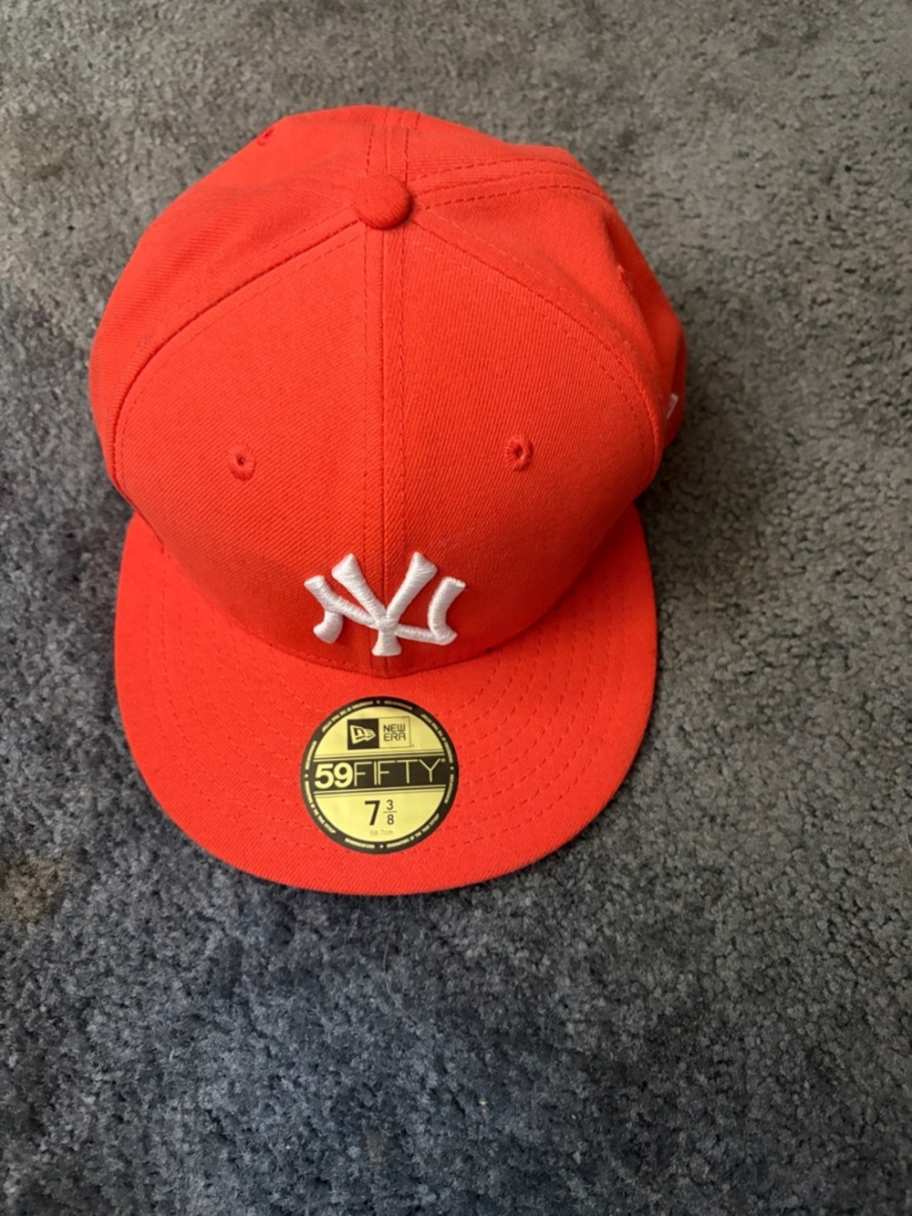 New Era Orange Fitted Yankees Cap with White Logo